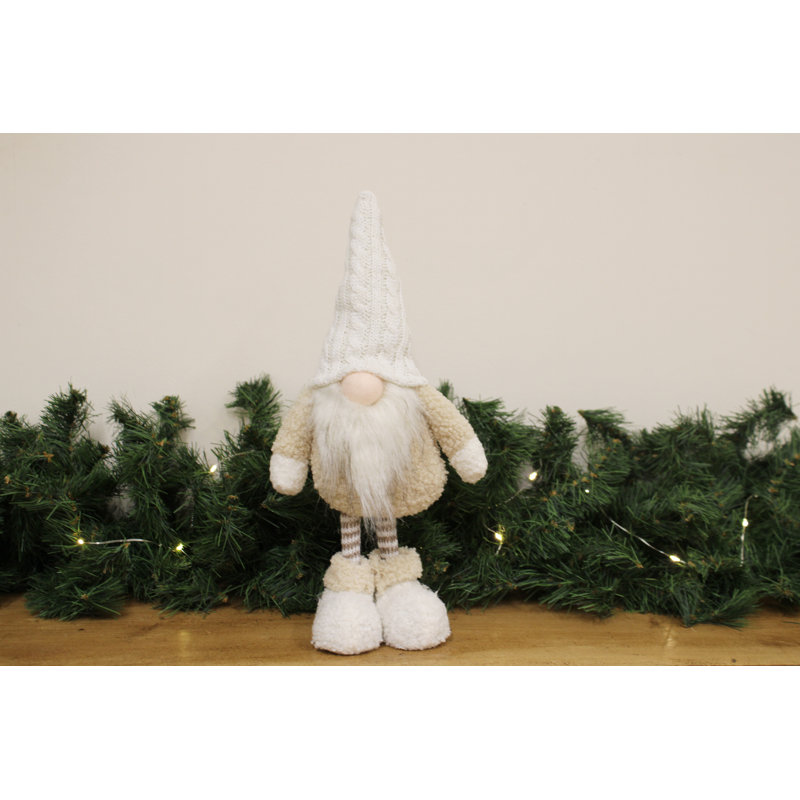 Standing Gonk with Brown Knitted Hat, White