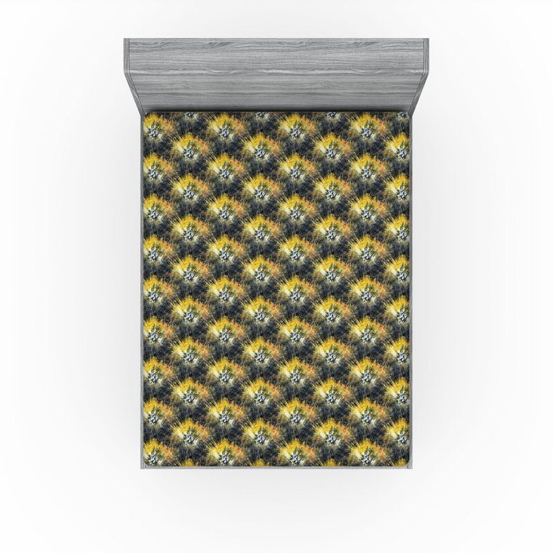 Drap-housse Ambesonne, Drap-housse de taille très grand, Terre pâle, jaune / floral