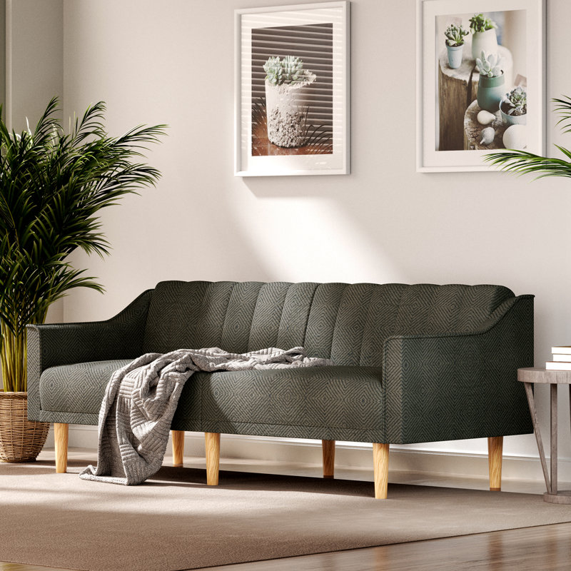 Maletta Upholstered 74'' Sofa, Velvet Gray