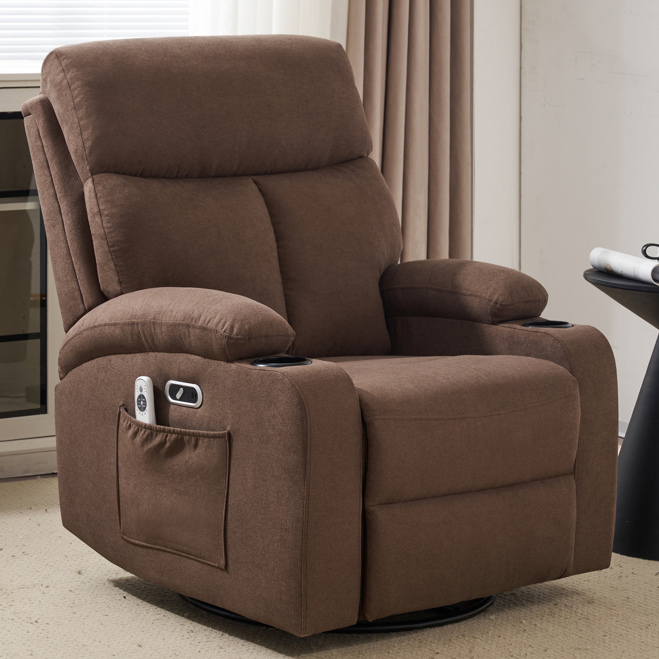 Latitude Run® Latitude Run Overstuffed Power Swivel Rocker Recliner ...