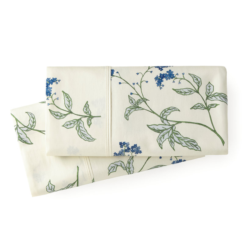 Tabor Myosotis Scorpiodes 300 Thread Count 100% Long Staple Cotton Sateen Two Pillow Cases, King, Off White