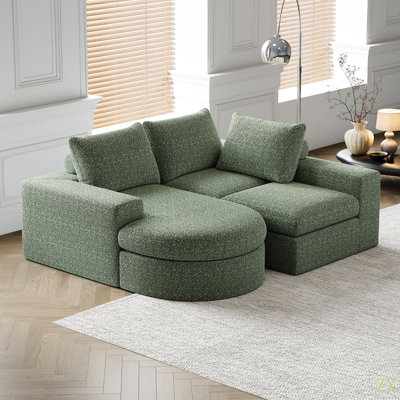 Canapé modulaire incurvé en chenille de 99 pouces avec méridienne, canapé modulaire en forme de L avec sièges profonds, canapé modulaire en chenille pour le salon et la chambre à coucher, aucun assemblage requis