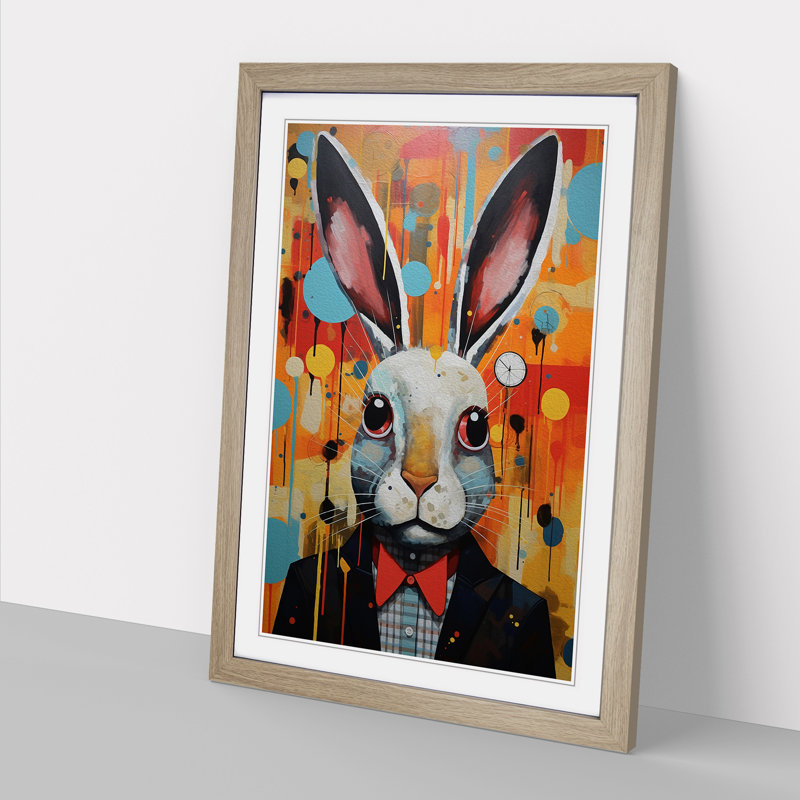 XYZ-FRM-V1223-5332 Rabbit Constructivism No.2 - Single Picture Frame Print on Wood, Oak, 34cm H x 25cm W x 2cm D