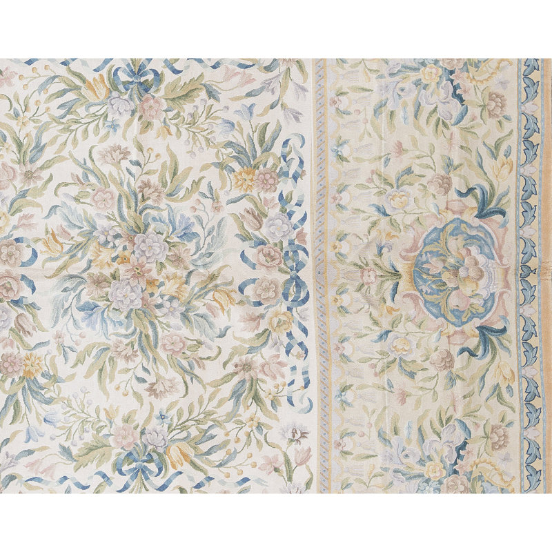 Hand-Knotted High-Quality Beige and Beige Area Rug
