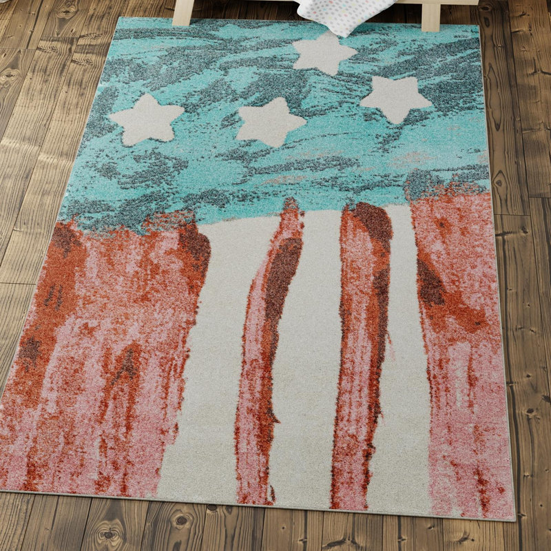 Tapis pour enfant Unique Loom Americana, Rectangle 2 pi 2 po x 3 pi 1 po