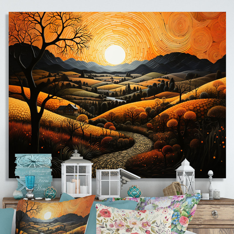 «Countryside the Pumpkin Field III», reproduction sur toile, H 34 po x l 44 po x P 1,5 po, Toile tendue