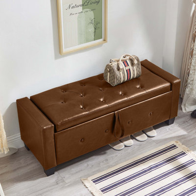 Banc repose-pieds capitonné de 48 pouces avec rangement pour chambre à coucher, salon, couloir