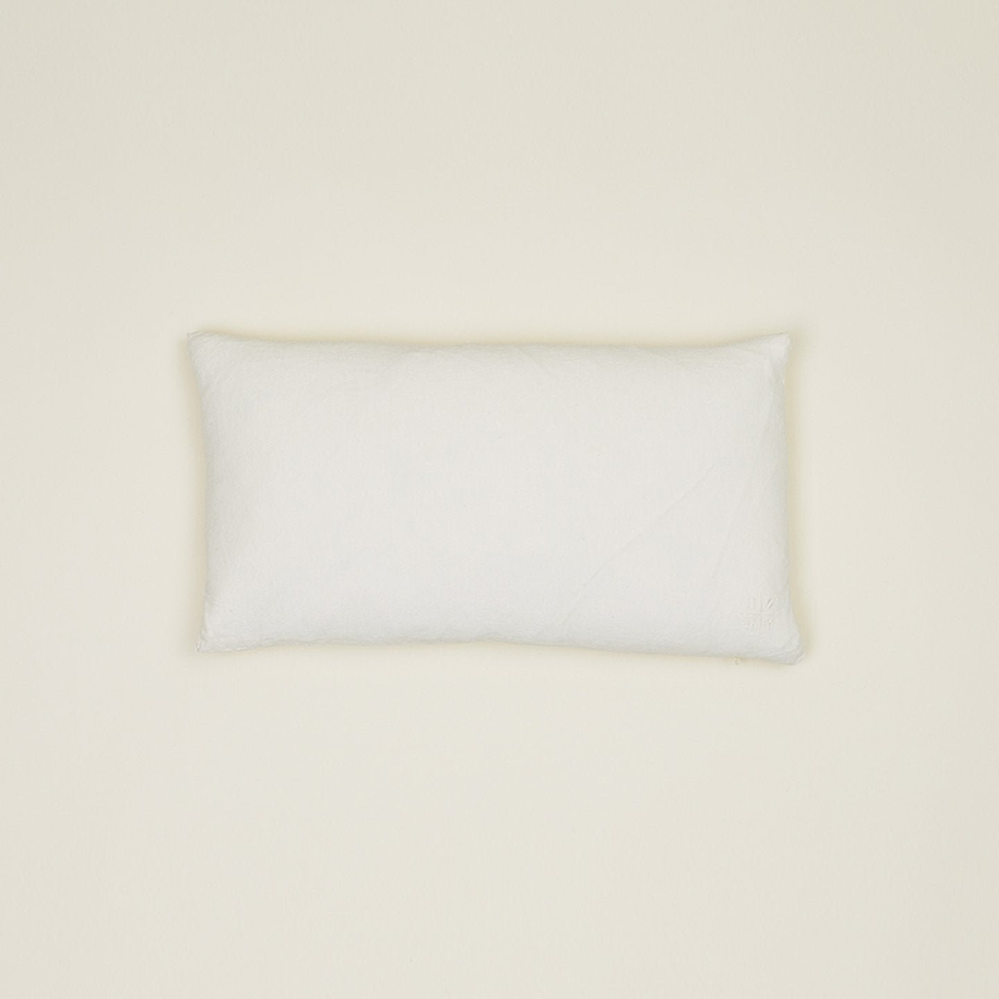 Simple Embroidered Linen Throw Pillow, Ivory, Rectangle 12" H x 22" W