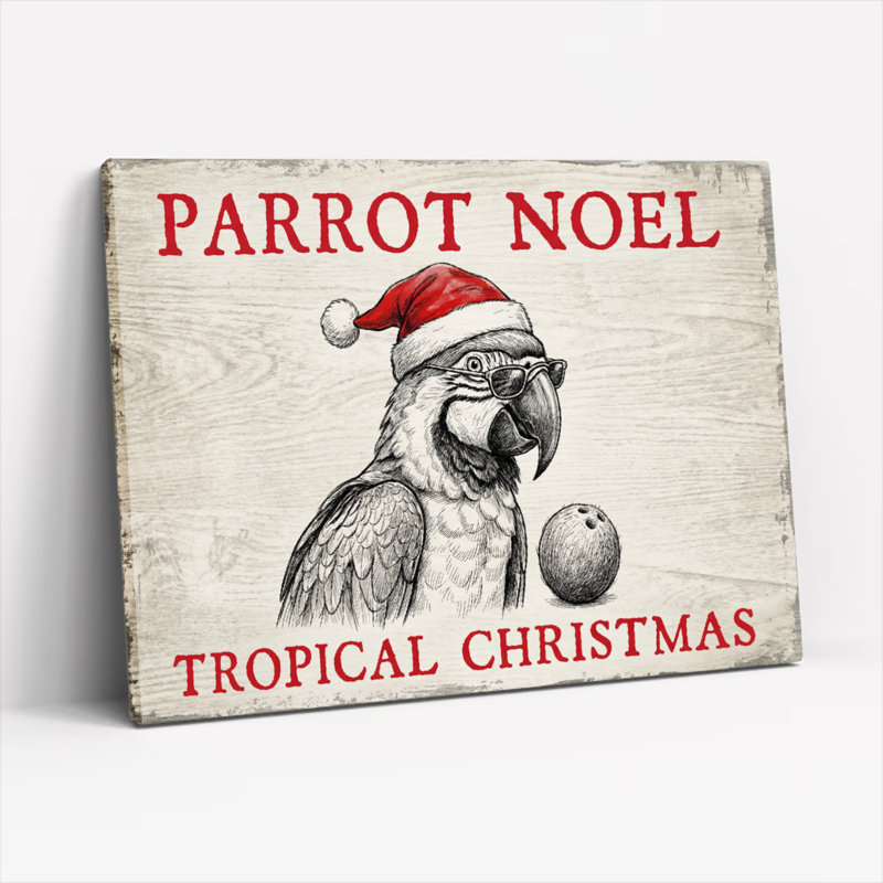 Ensemble de 1 tableau mural sur toile « Perroquet de Noël tropical »