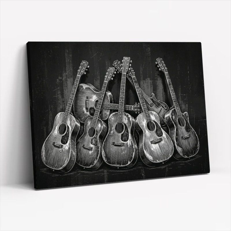 Ensemble de 1 toile murale Collection Guitare, 28"H x 40"W, Wrapped Canvas