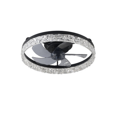 19-Inch Black Iceberg Frame Ceiling Fan Light with Remote and App Control