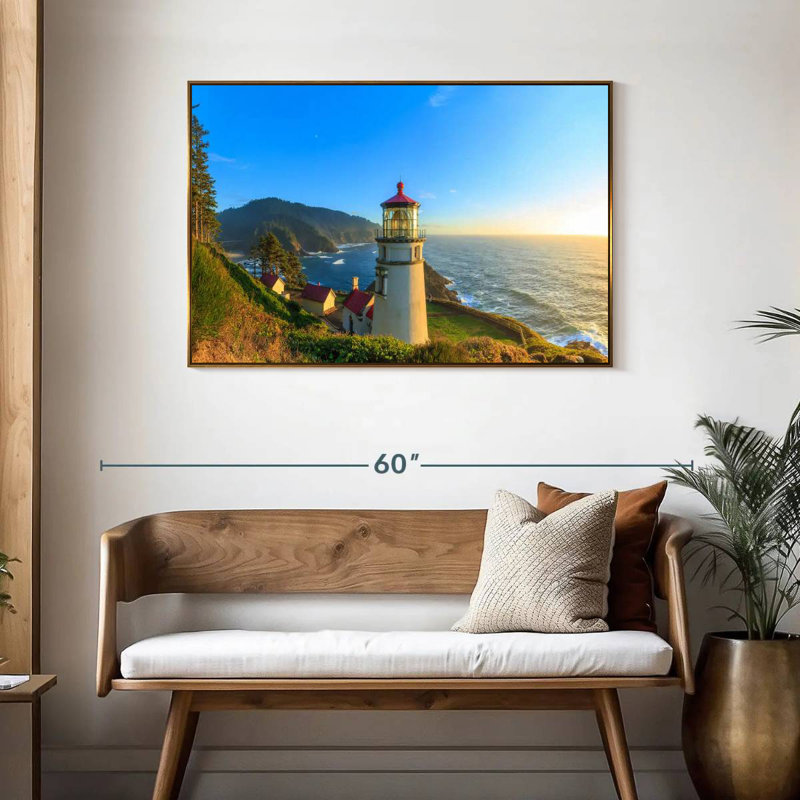 Phare de Heceta Head, Cadre flottant doré, 43 po x 29 po