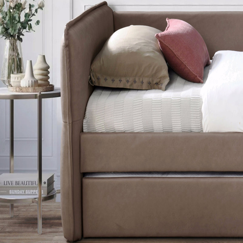 Daybed With A Trundle, Twin, Brown