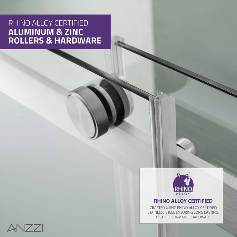 Stellar 60" x 76" Brushed Nickel Frameless Sliding Shower Door