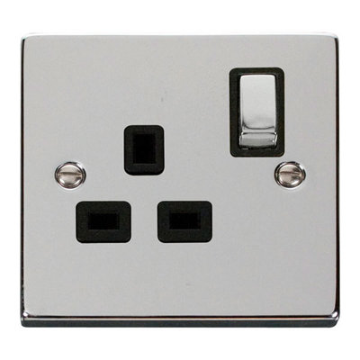 Polished Chrome 1 Gang 13A DP Ingot Switched Plug Socket