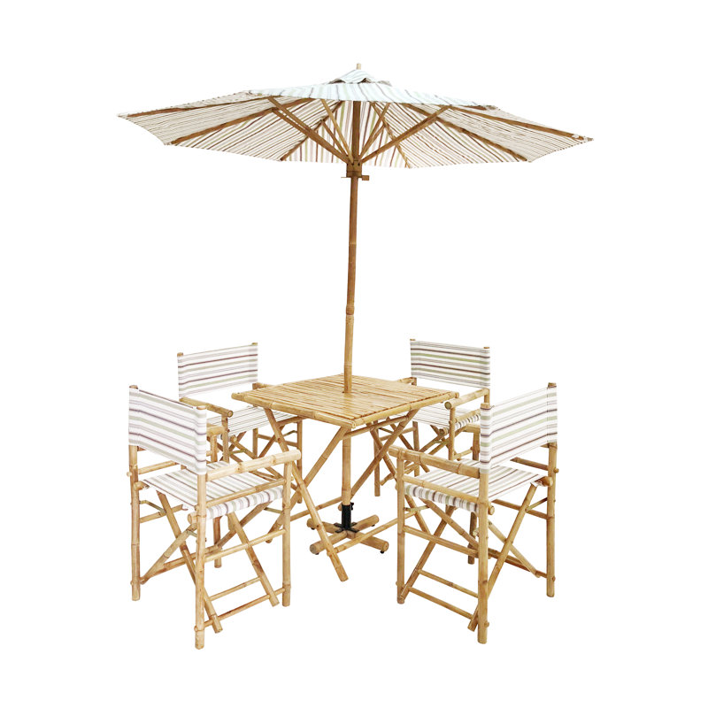 Sheila 4 - Person Patio Dining Set with Square Table, White Stripe