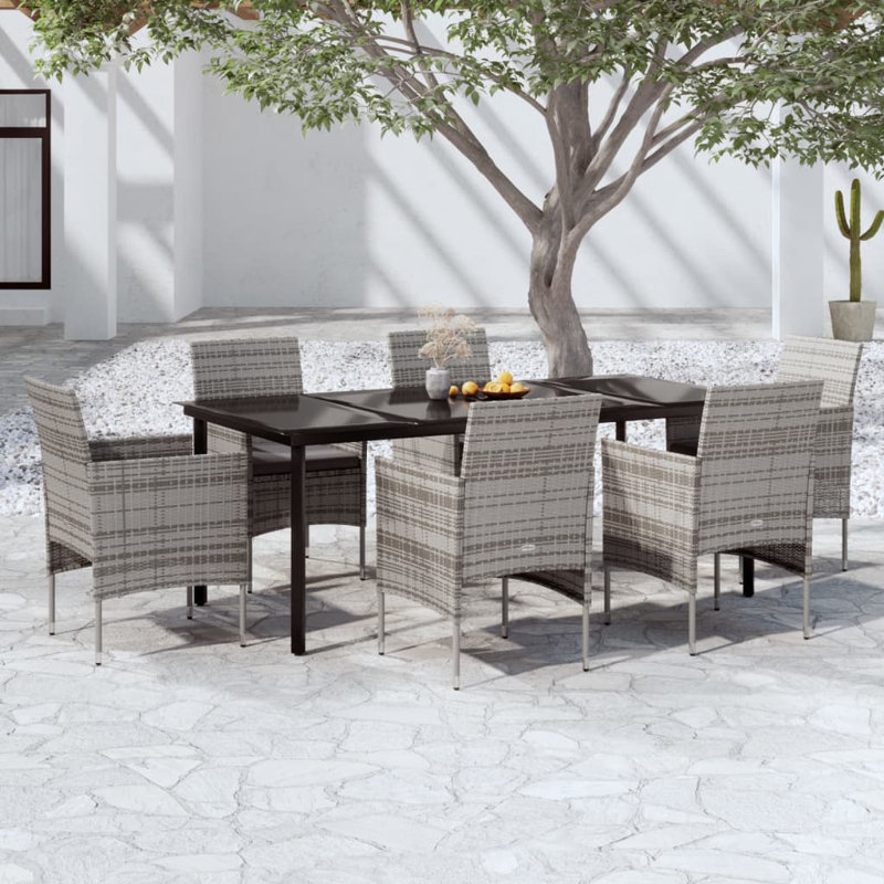 Ensemble repas rectangulaire pour 4 personnes Concettino, H 29,1 po x L 35,4 po x l 59,1 po, 6, Noir / blanc / chêne 2
