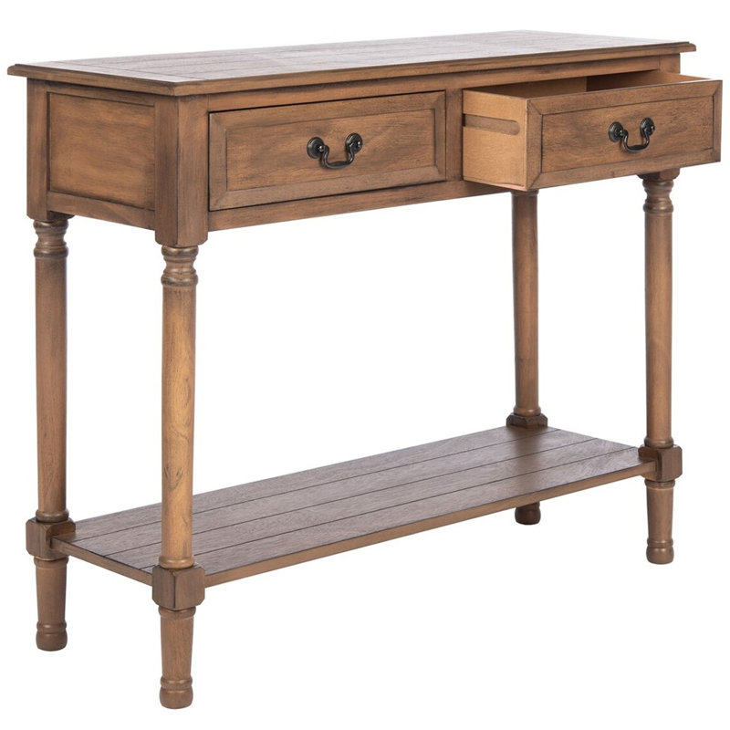 Primrose Warm Brown Wood & Metal Console Table with Storage