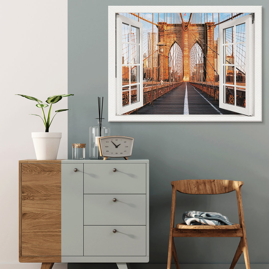 Leinwandbild New York Brooklyn Bridge Fenster