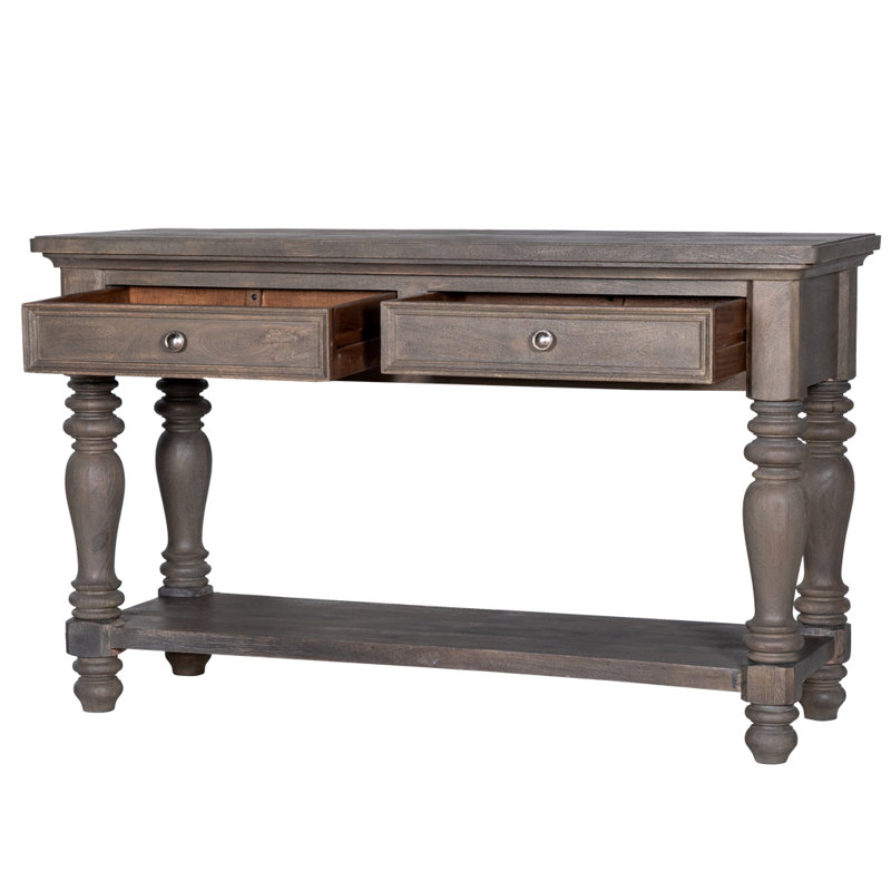 Lineville 50'' Solid Wood Console Table, Smoke Gray
