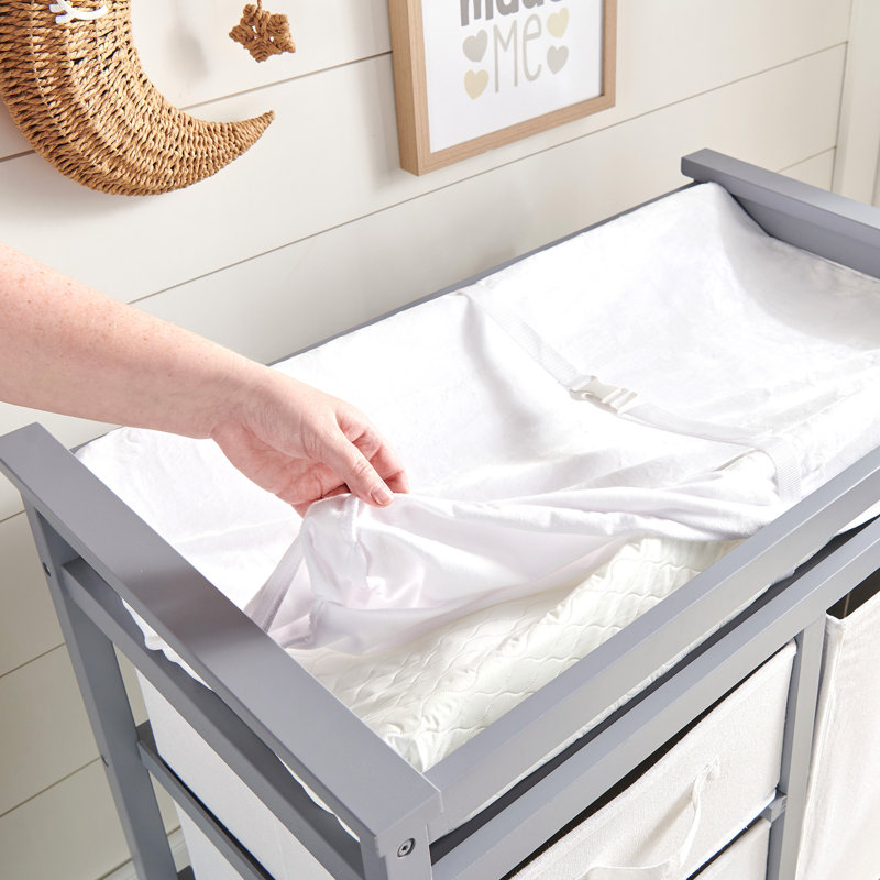 White Contoured Foam Baby Changing Pad with Removable Cover
