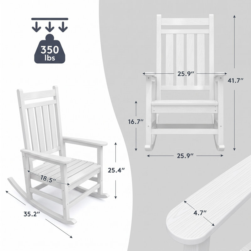 Wolak HDPE Rocking Adirondack Chair, Blanc