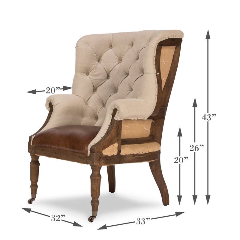 Welsh Leather Tufted Wingback Chair