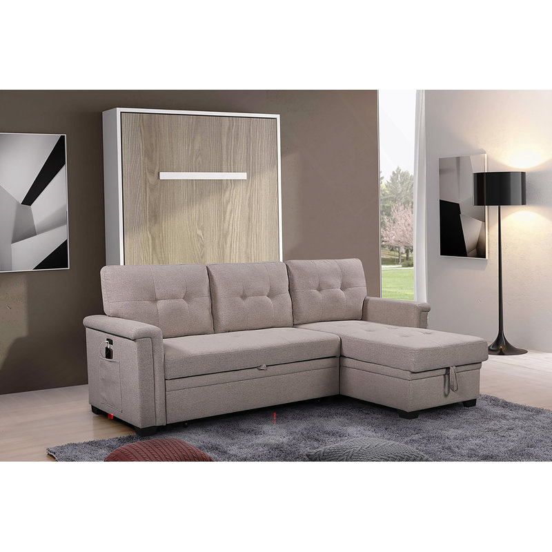 Canapé-lit modulaire réversible gris clair Ashlyn
