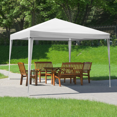 3x3m Open-Sided Party Tent – Waterproof PE Canopy, Threaded Steel Frame for Garden BBQ Market Shade