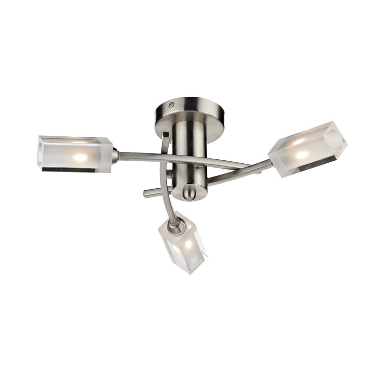 Nevaeh Glass Semi Flush Mount, Satin Chrome