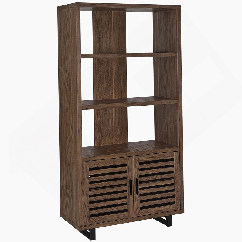 3-Shelf Bookcase With Slatted Doors