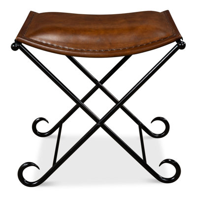 Mozambique Leather Accent Stool
