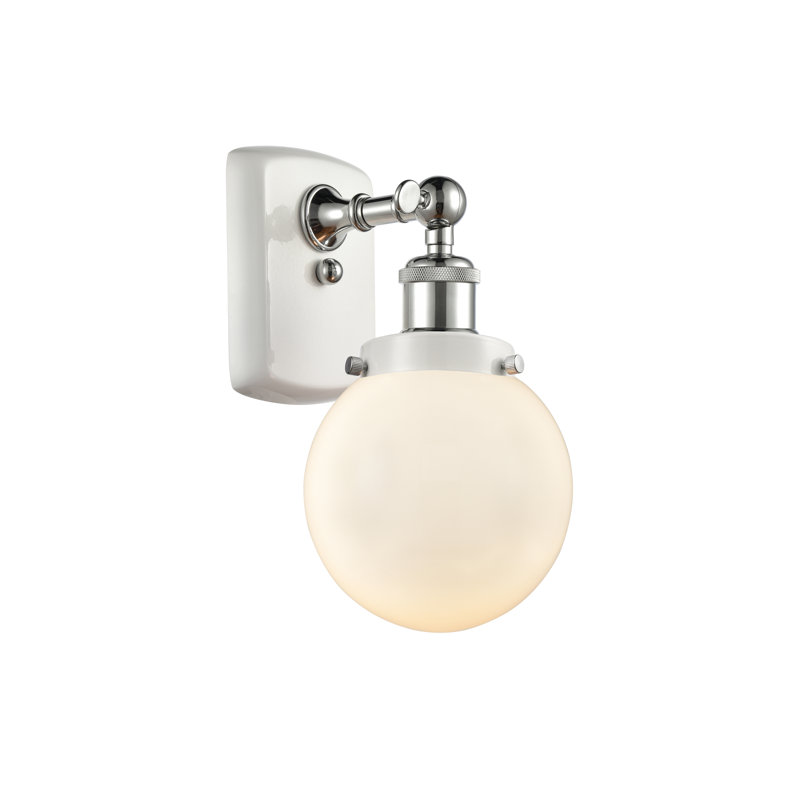 Chippewa Armed Sconce, Matte White, Incandescent, White/Polished Chrome