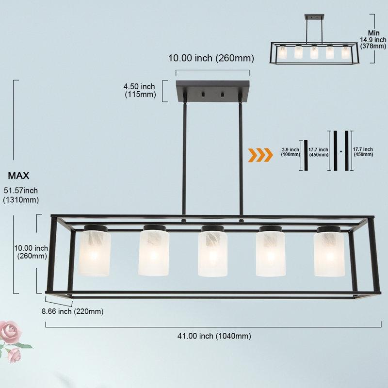 Barview 5 - Light Matte Black Square/Rectangle Pendant