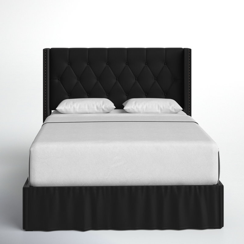 Javionte Upholstered Wingback Storage Bed, Black, Queen