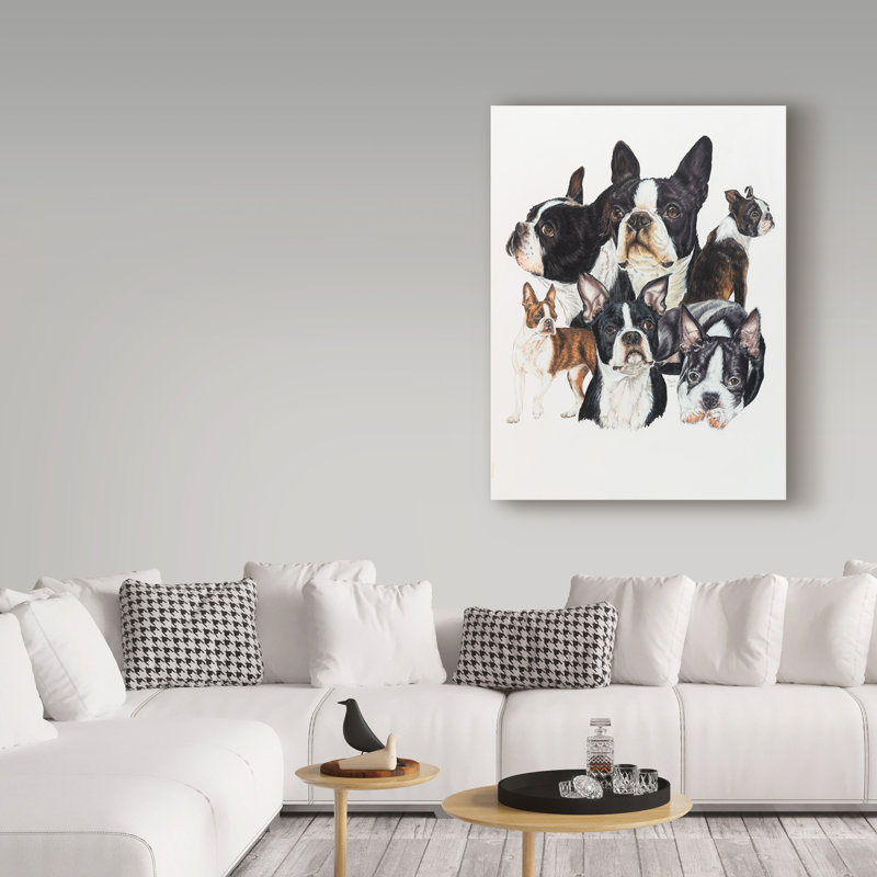 Adelphi «Boston Terrier», reproduction de peinture à l'huile sur toile tendue, H 32 po x l 24 po