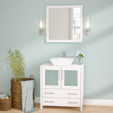 Fany 30 White Modern Free-standing Vessel Single Bathroom Vanity Set