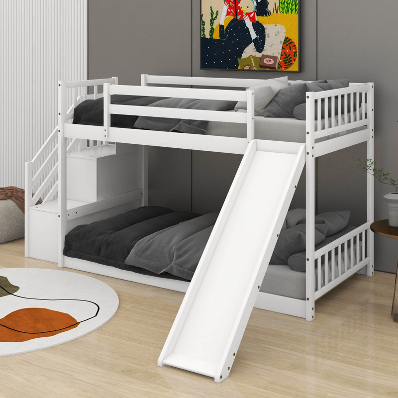 Matelles Kids Twin Over Twin Bunk Bed, White