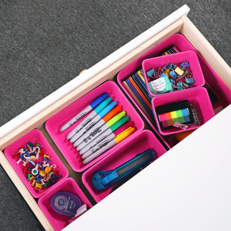 2.4'' H x 7.9'' W x 10.8'' D Organizer Set, Hot Pink