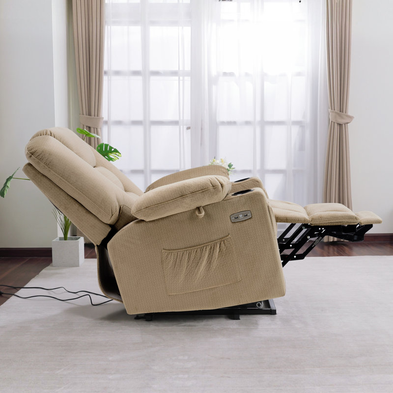 Fauteuil inclinable électrique avec chauffant et massage, Beige