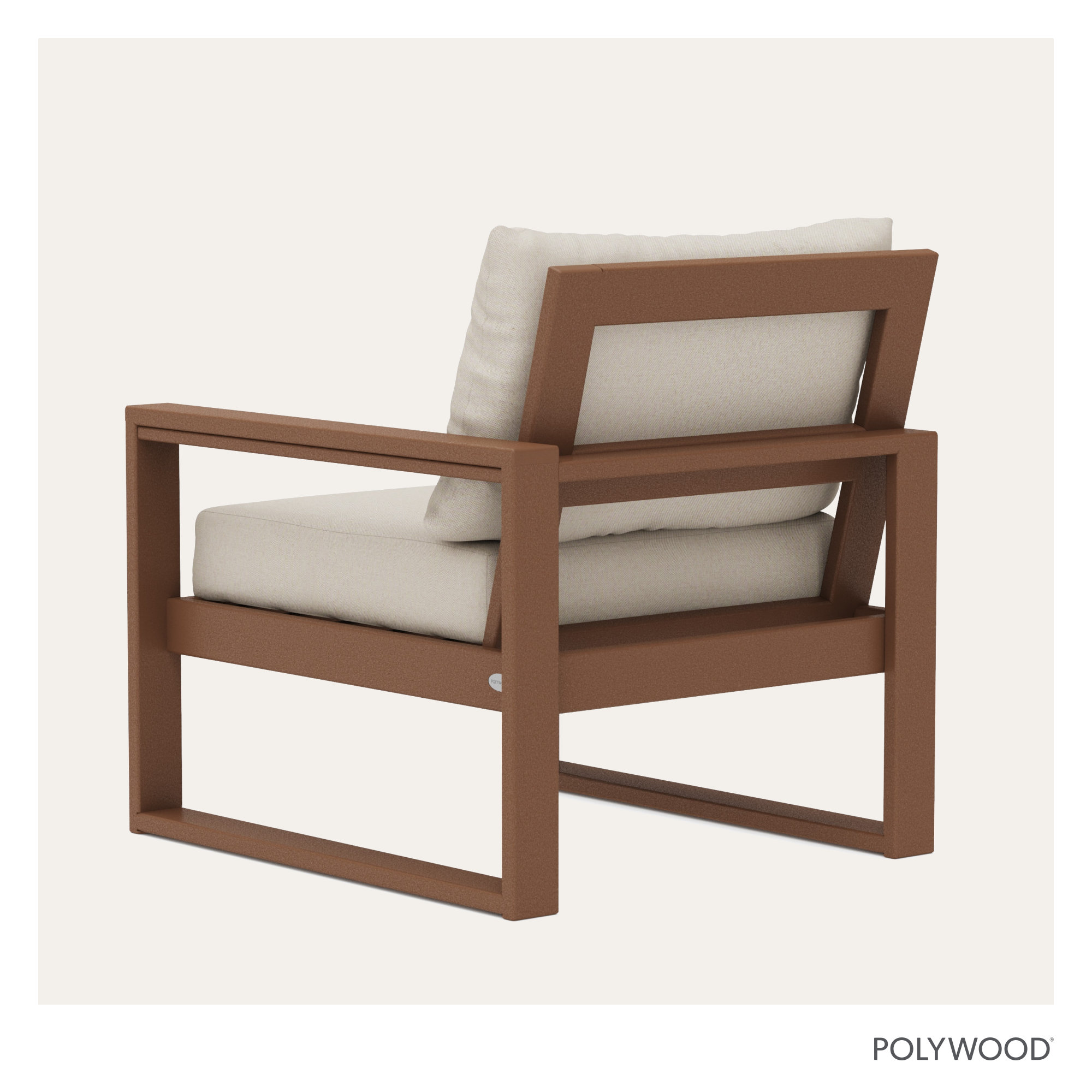 POLYWOOD Outdoor Lounge Chair, Dune Burlap Revolution®, Teak