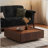 Square Walnut Coffee Table with Two Storage Drawers