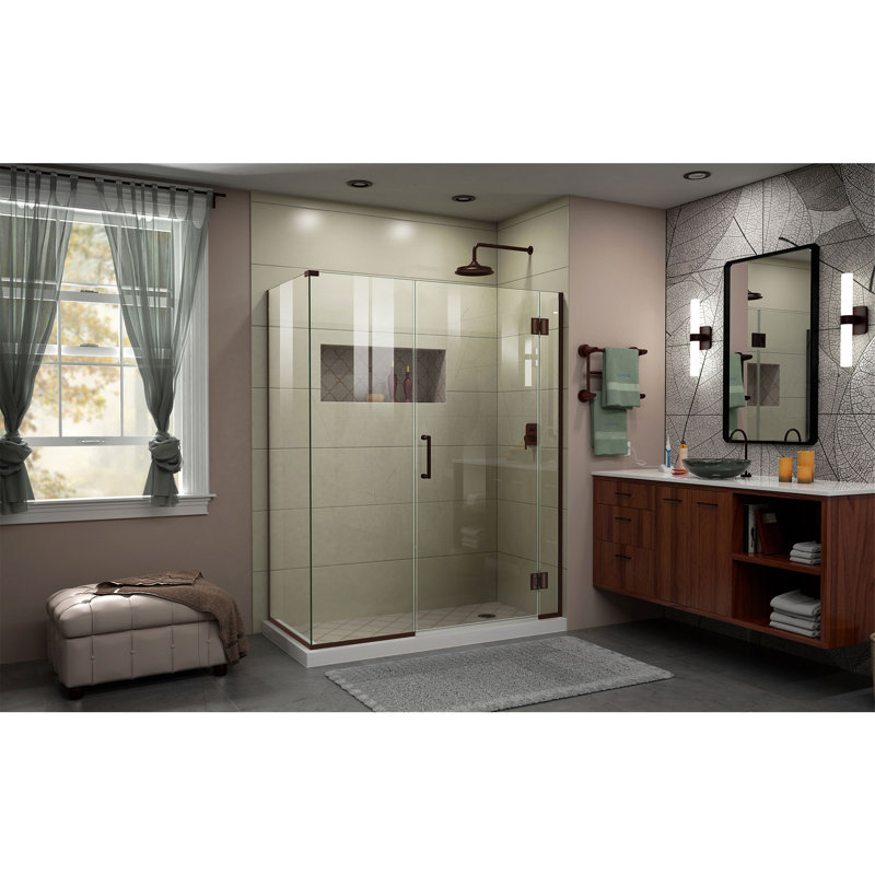 DreamLine Unidoor-X 35 inch W x 30 3/8 inch D x 72 inch H Frameless Hinged Shower Enclosure in Oil Rubbed Bronze, Reversible