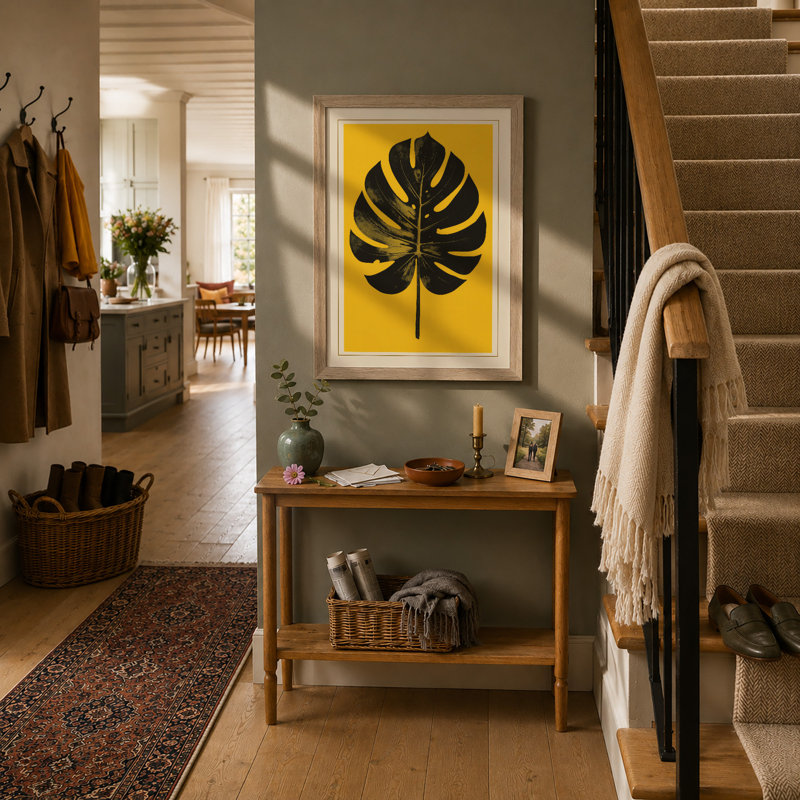 Monstera In Gold Botanical - Print, Oak, A3 - 42.0 x 29.7 cm