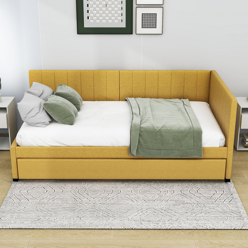 Lit de jour avec couchette Thelman, Lit simple, Jaune
