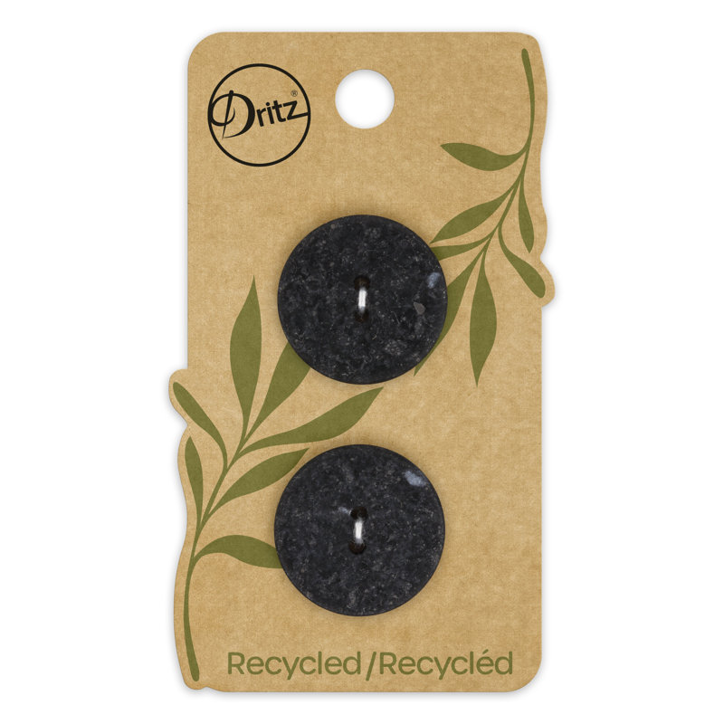 Dritz Recycled Cotton Round Button, 23mm, Black, 6 Buttons