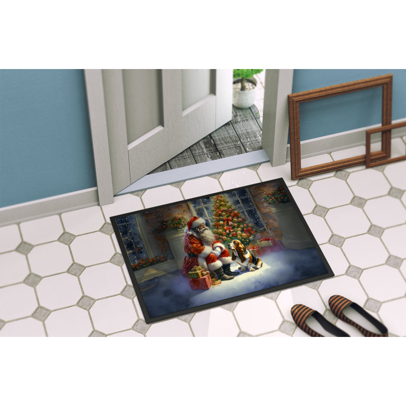 Paillasson Basset Hound and Santa Claus, L 24 po x L 36 po