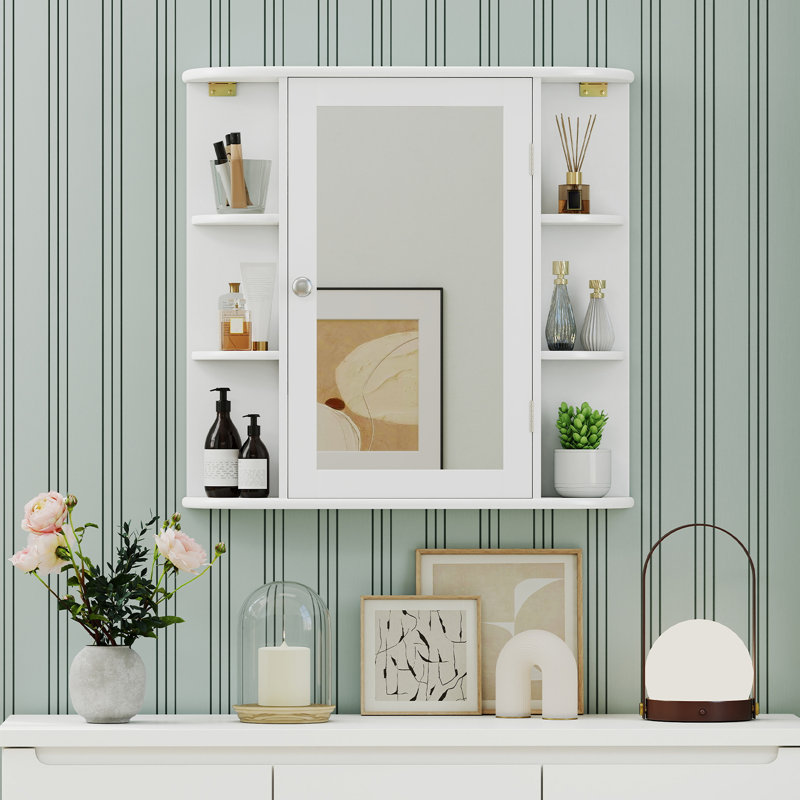 Armoire de salle de bain murale l 26 po x H 25 po x P 5 po Alinblot, Blanc