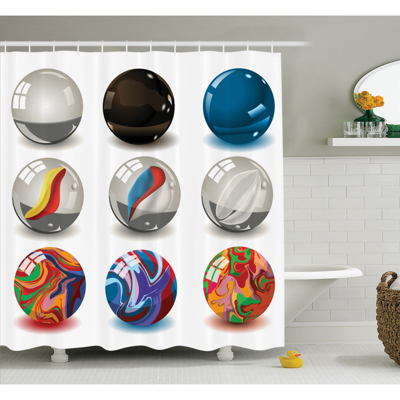 Ensemble de rideau de douche bubble art, H 70 po x l 69 po