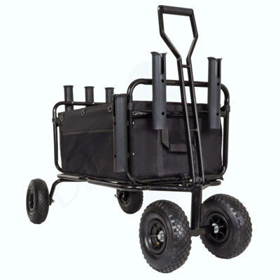 Fishing Cart Beach Cart Collapsible Wagon 9.85'' All-Terrain Wheels For Sand, Heavy Duty Garden Cart With Rod Holders,Umbrella Holder And Storage Pockets, 550Lb Large Capacity